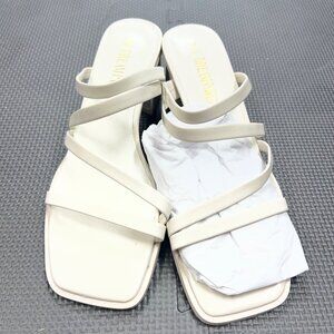 Dream Pairs Womens Strappy Square Toe Block Heel Sandals Size 8 Ivory Elegant Su